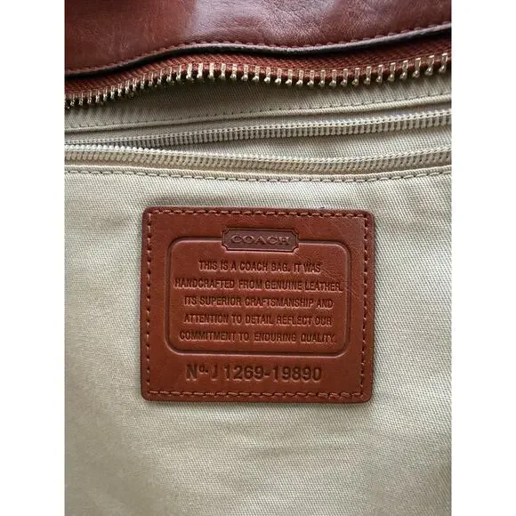 Coach 19890 Leather Tote Bag Brown Carryall Satchel Gold Hardware Tassel - Picture 6 of 6